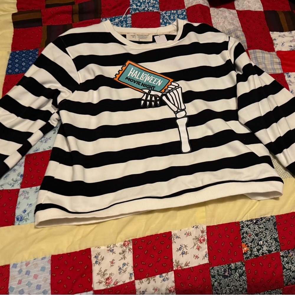 Black and White Striped Halloween Sweatshirt